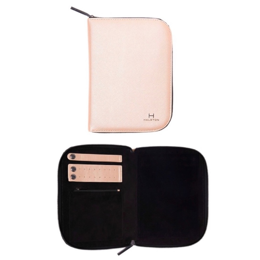 H Halston Travel Jewelry Portfolio Zip Close Case Rose Gold NWT